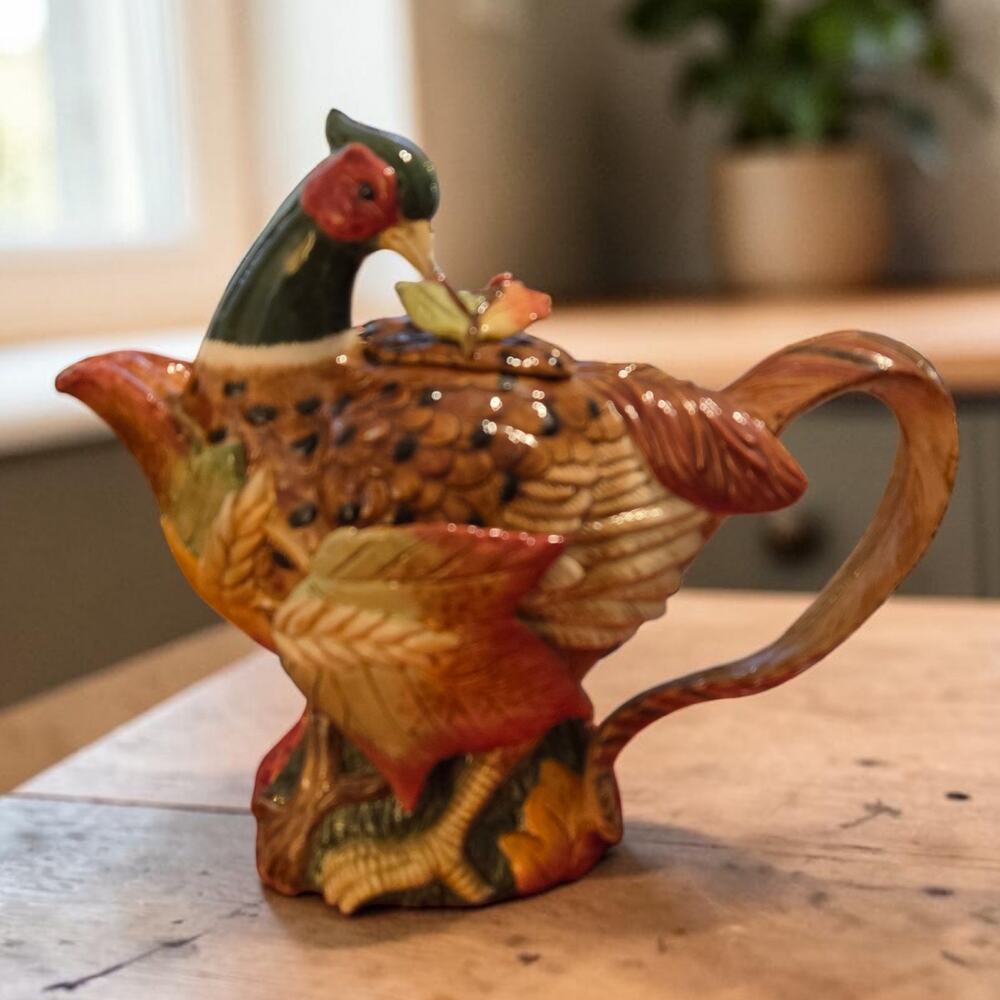 Fitz and Floyd Classics Huntington Collection Pheasant Teapot with Lid Vintage